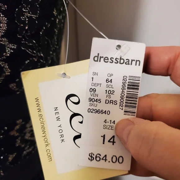 NWT ECI New York Black/Silver Cocktail Dress Size 14 Missy Retail $64.00 - Picture 8 of 13